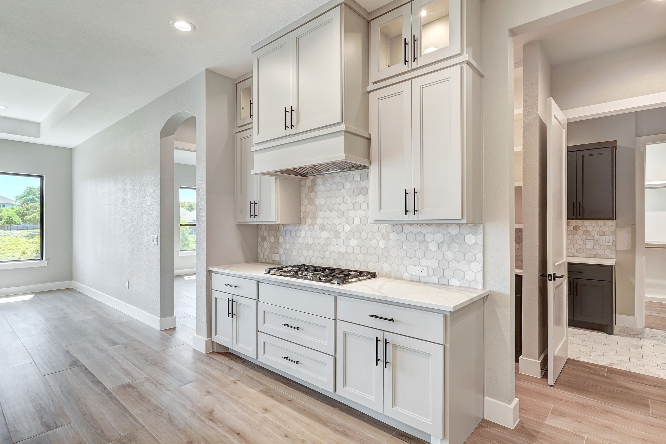 Custom kitchen with pendant lighting